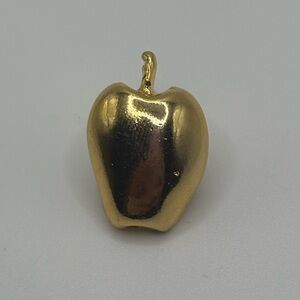 Vintage Jubilee Gold Tone Domed Apple Brooch Pin Costume Jewelry Retro Statement